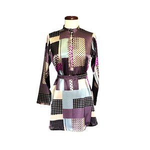 Soie rose printed embellished satin dress